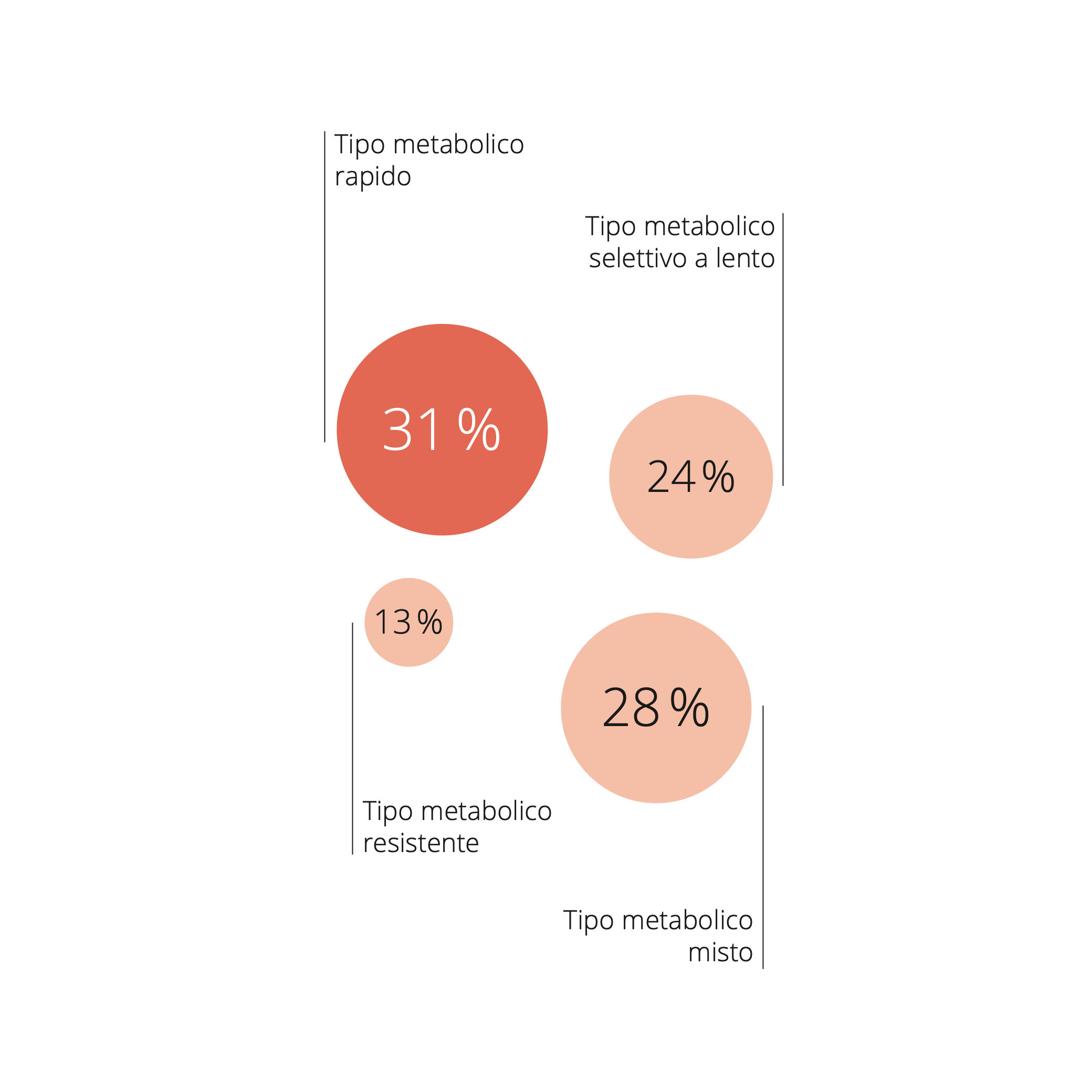 Infografica sui tipi di metabolismo in Svizzera, con particolare attenzione al tipo a metabolismo veloce, a cui si attribuisce il 31% degli intervistati.