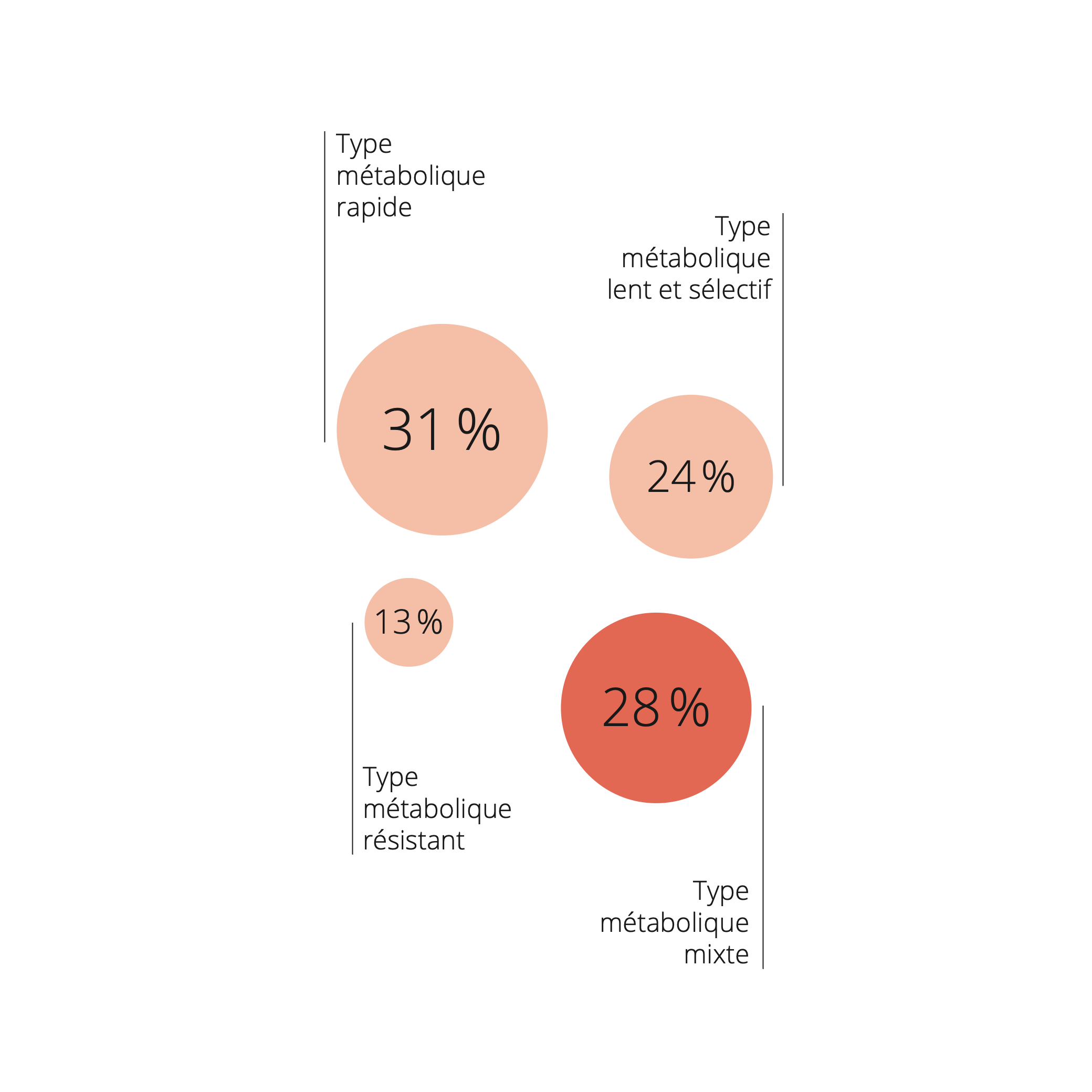 Infographie sur les types de métabolisme, mettant l'accent sur le type de métabolisme mixte, auquel s'identifient 28 % des personnes interrogées en Suisse.