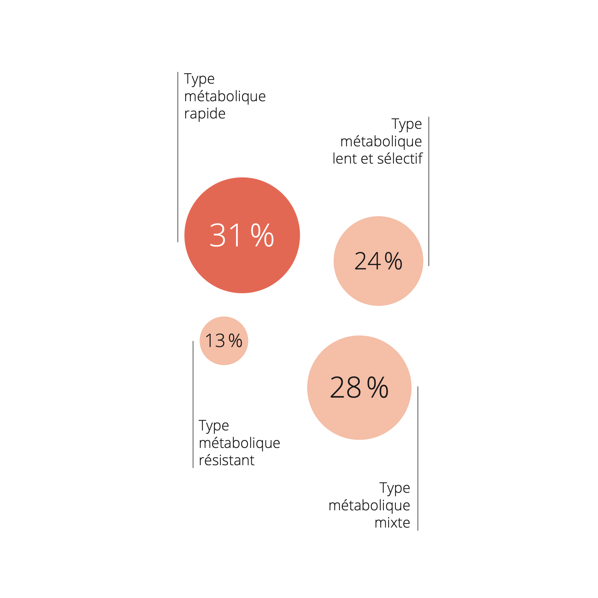 Infographie sur les types de métabolisme en Suisse, mettant l'accent sur le type à métabolisme rapide, auquel s'identifient 31 % des personnes interrogées.